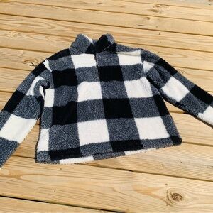 Black and White Plaid Fleece Quarter Zip